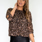 Leopard Print Pleated Blouse