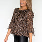 Leopard Print Pleated Blouse