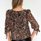 Leopard Print Pleated Blouse