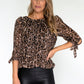 Leopard Print Pleated Blouse