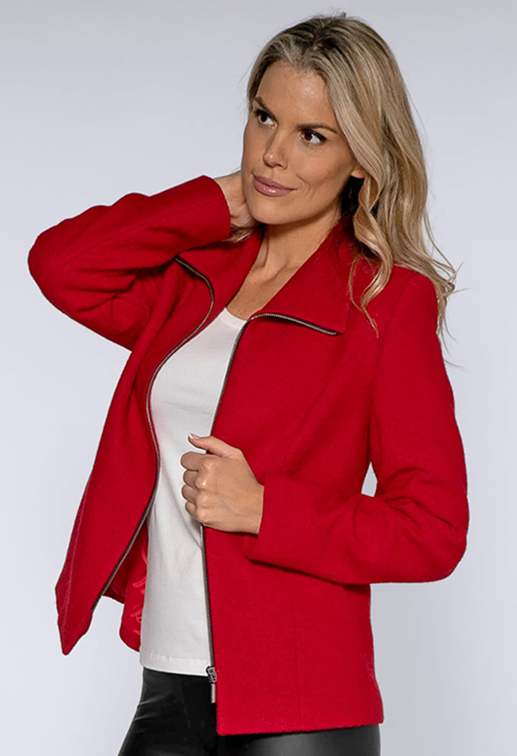 Red Boiled Wool Jacket