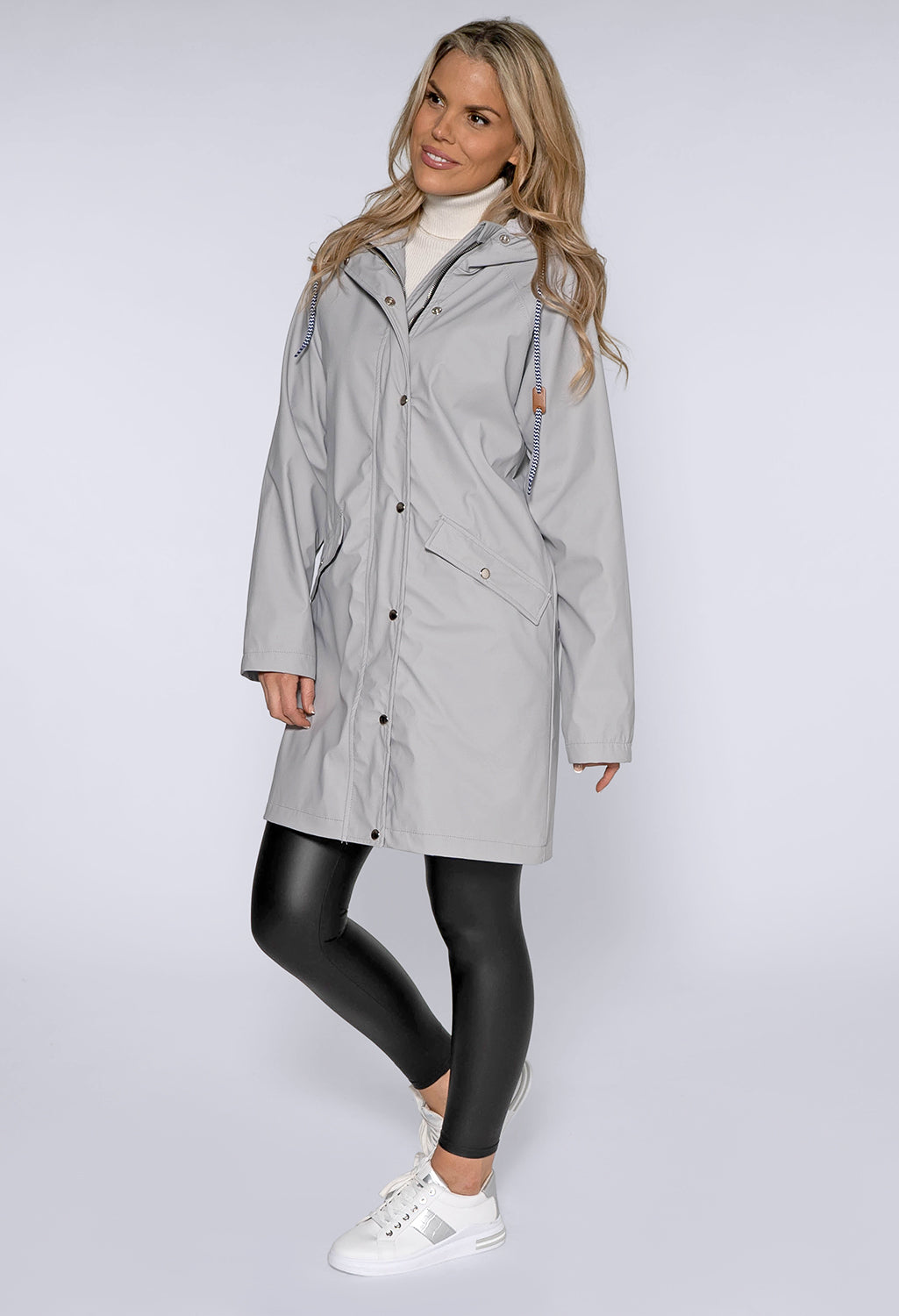 Silver Hooded Rain Coat