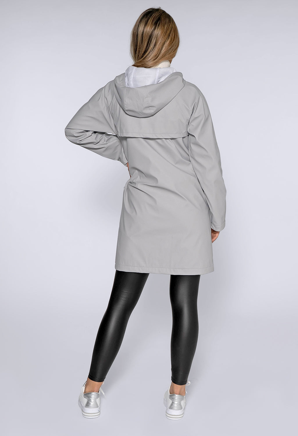 Silver Hooded Rain Coat