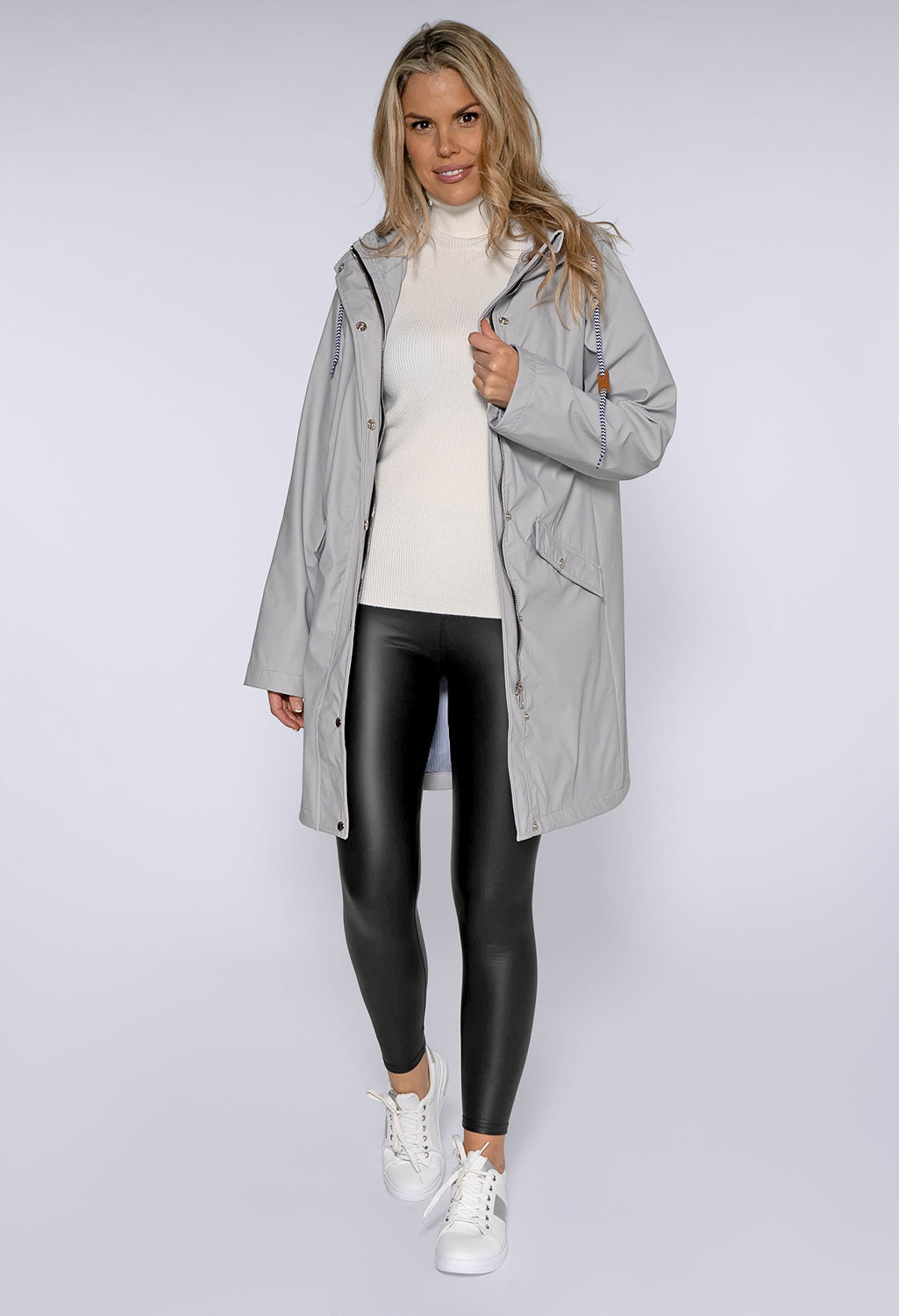 Silver Hooded Rain Coat