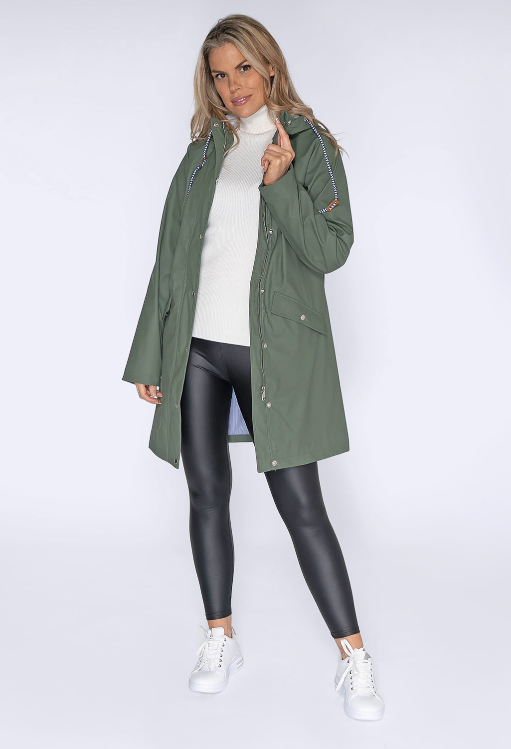 Khaki Hooded Rain Coat