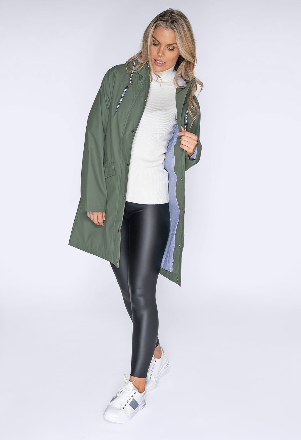 Khaki Hooded Rain Coat