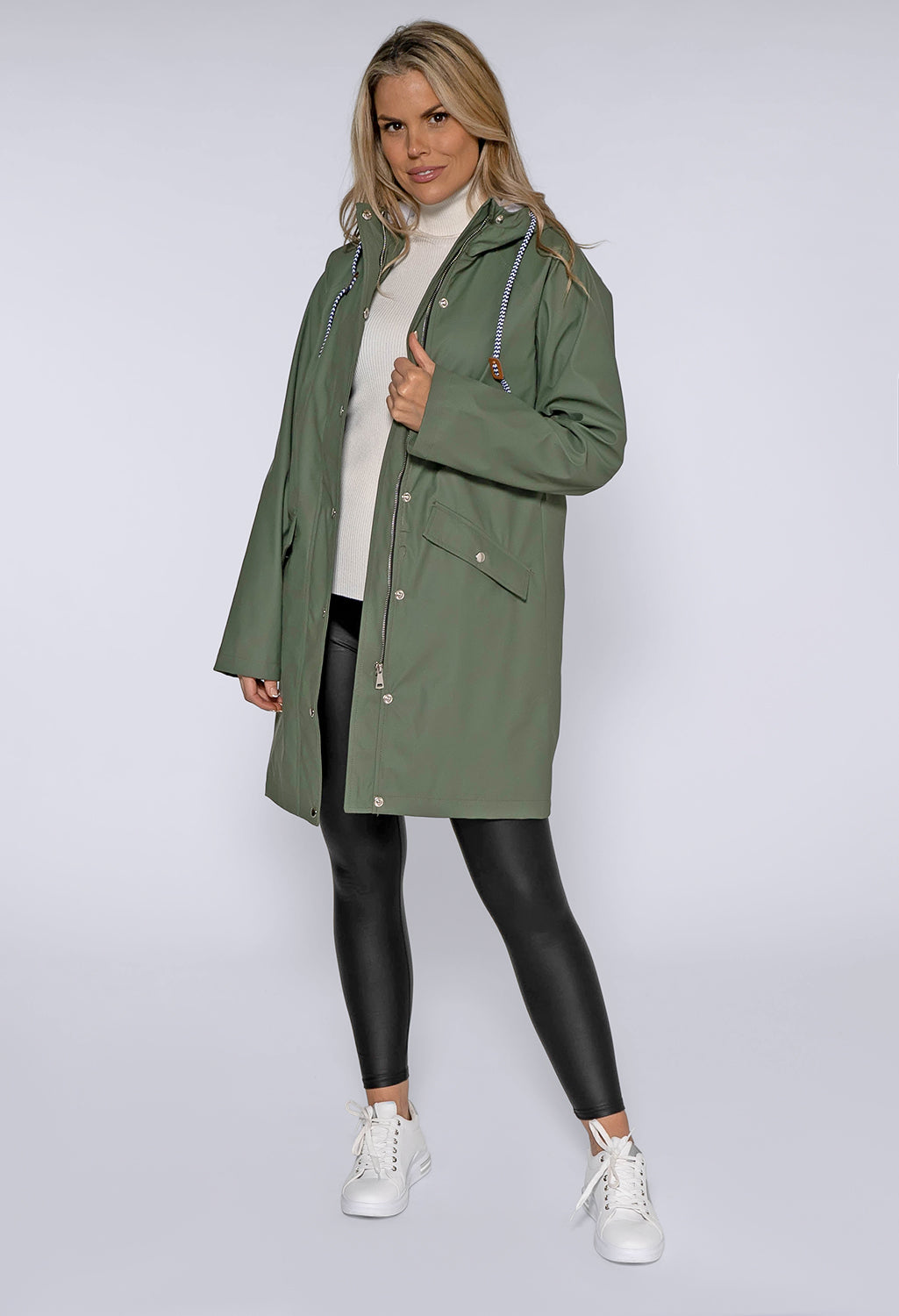 Khaki Hooded Rain Coat