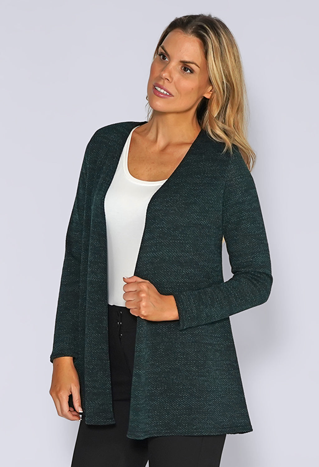 Green Knit Open Cardigan