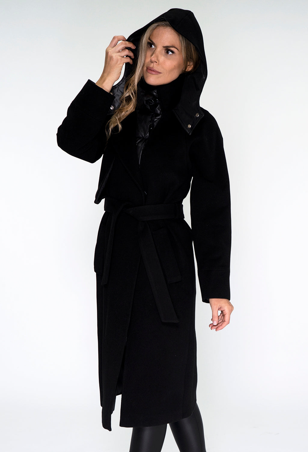 Black Hooded Trench Coat