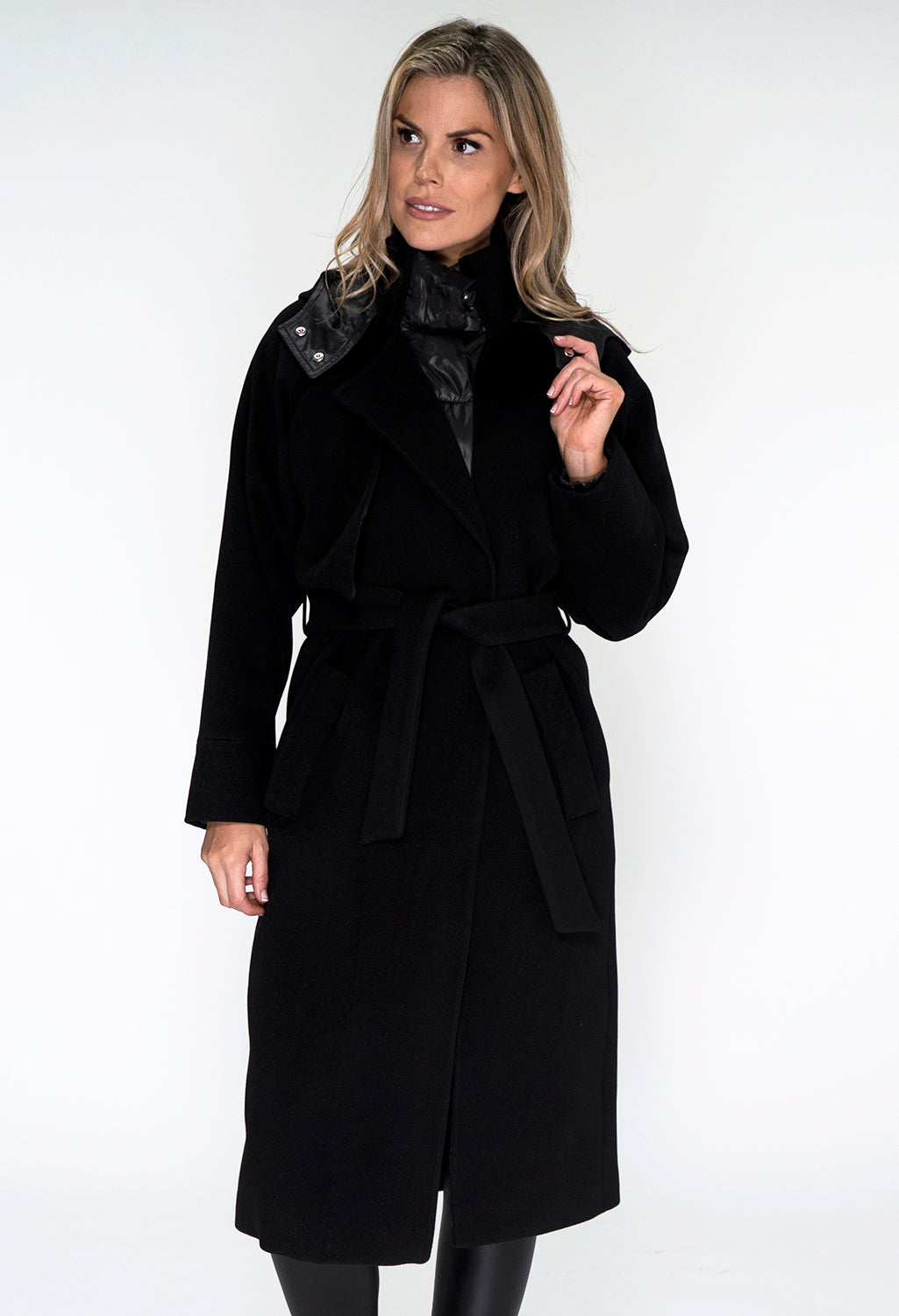 Black Hooded Trench Coat