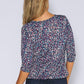 Navy Zip Neck Print Top