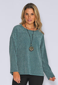 Turquoise Block Textured Jumper