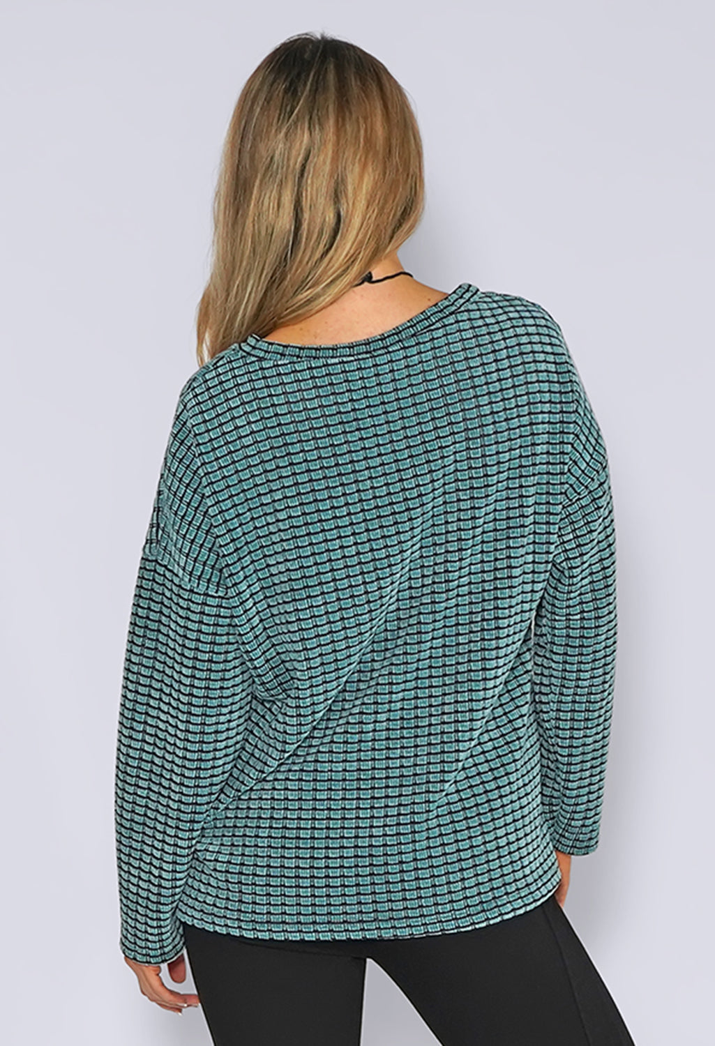 Turquoise Block Textured Jumper