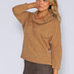 Camel High Rolled Neck Knit Top