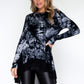 Black Marble Print Long Top