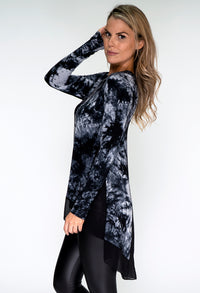 Black Marble Print Long Top