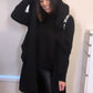 Black 3/4 Length Coat with Back Circle Print