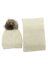 Kids Cream Hat and Scarf Set