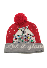 Red/Grey Christmas Knit LED hat