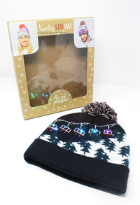 Navy Christmas Knit LED hat