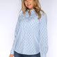 Blue Pinstripe Shirt with Circle Print