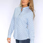 Blue Pinstripe Shirt with Circle Print