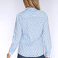 Blue Pinstripe Shirt with Circle Print