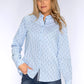 Blue Pinstripe Shirt with Circle Print