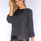 Grey Plisse Sleeve Knit