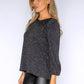 Grey Plisse Sleeve Knit