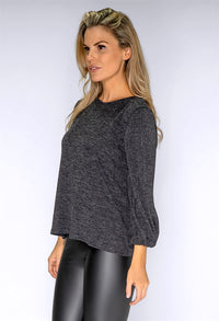 Grey Plisse Sleeve Knit