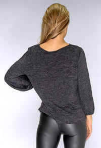 Grey Plisse Sleeve Knit