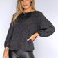 Grey Plisse Sleeve Knit