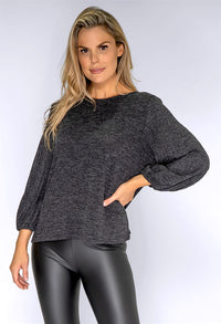 Grey Plisse Sleeve Knit