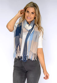 Mixed Blue Checked Scarf