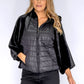 Black Faux Fur Jacket with Quilted Front