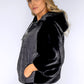 Black Faux Fur Jacket with Quilted Front