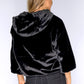 Black Faux Fur Jacket with Quilted Front