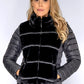 Black Quilted Jacket with Faux Fur Front