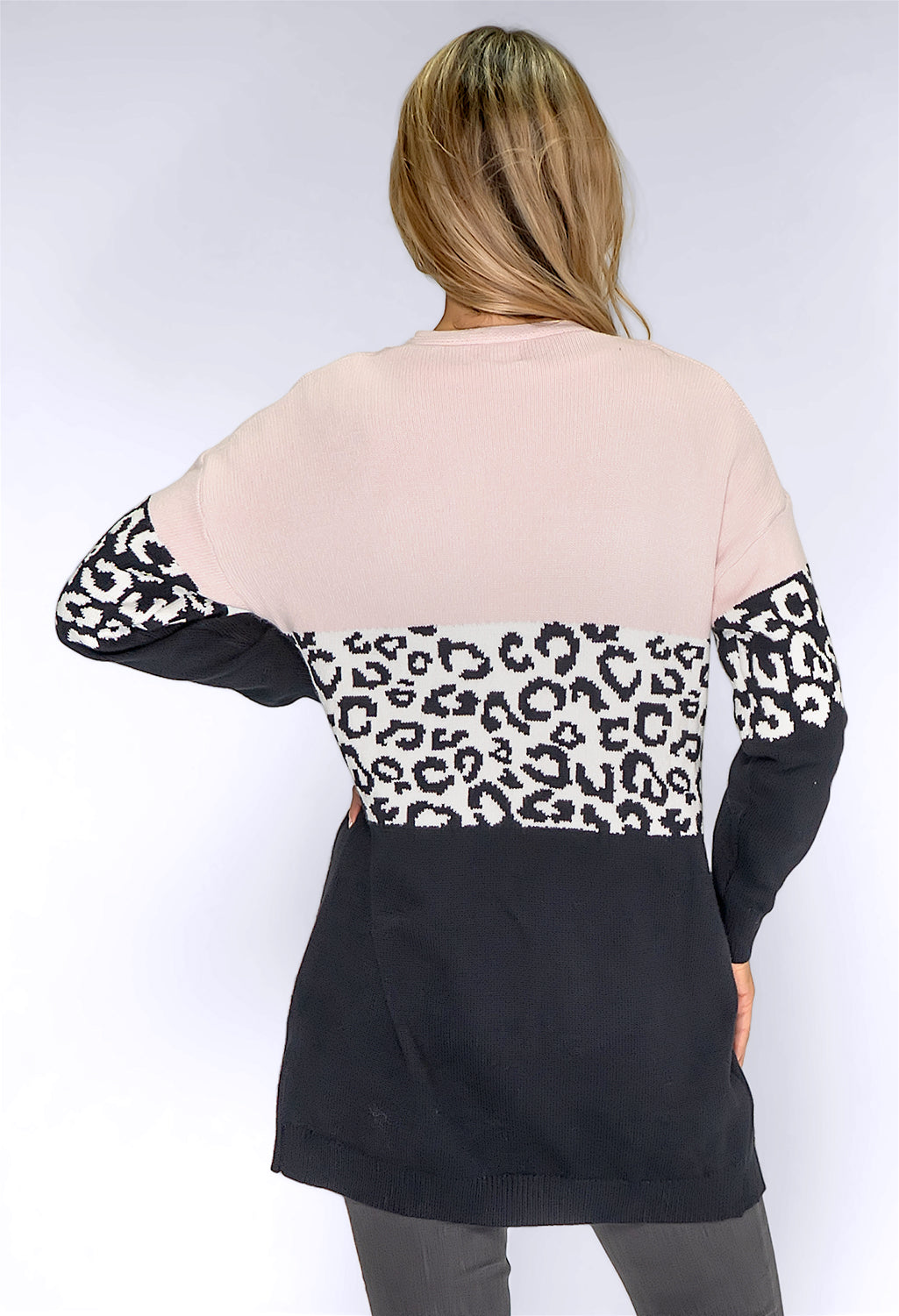 Blush Leopard Panelled Cardigan