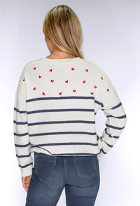 Cream Love Heart Knit Jumper