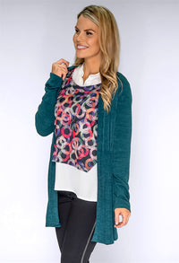 Pine Green Plisse Open Cardigan