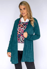 Pine Green Plisse Open Cardigan