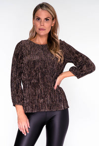 Metallic Bronze Plisse Top