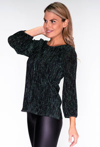 Metallic Green Plisse Top