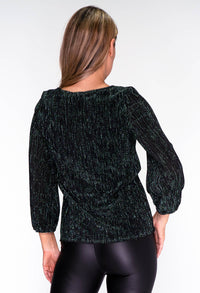 Metallic Green Plisse Top