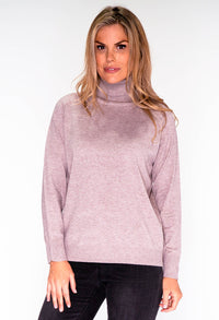 Taupe Knit Polo Neck