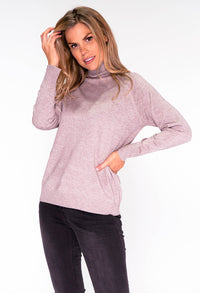 Taupe Knit Polo Neck