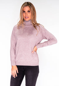 Taupe Knit Polo Neck