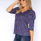 Navy Mini Floral Print Top